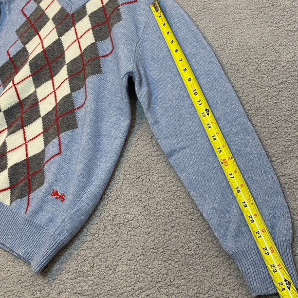 Vintage Malagrida Mens Pullover Sweater Lana Wool Blue Plaid Print Grandpa Style - Picture 9 of 10